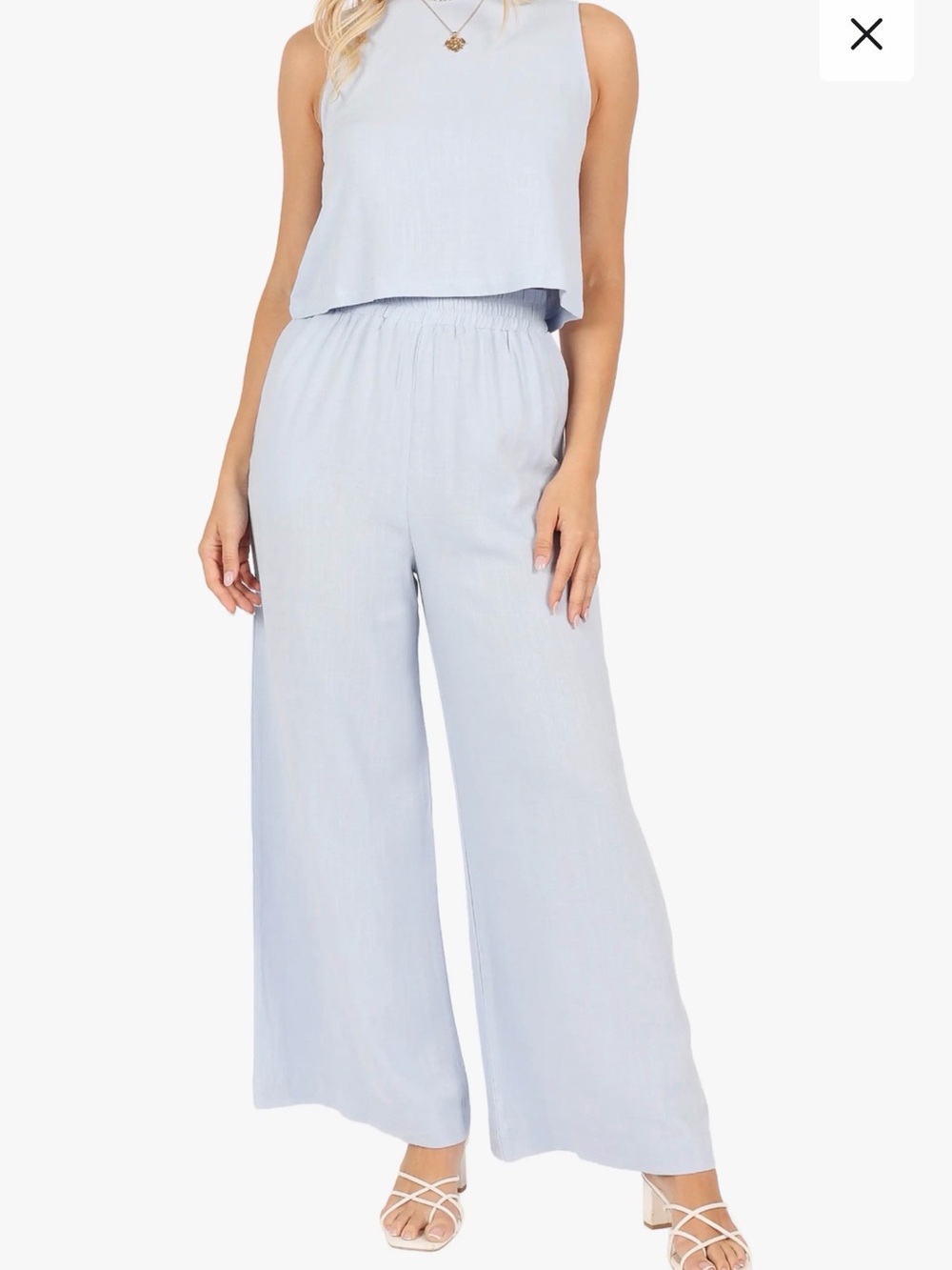 Petal & Pup Pale Blue Marnie Wide-Leg Set S